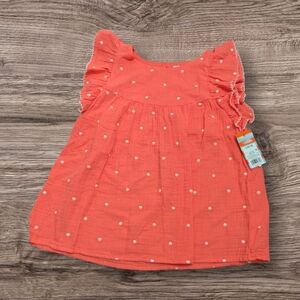 NWT Tangerine Polka Dot Ruffle Girls 10/12 Top